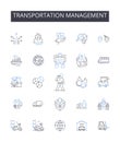 Transportation management line icons collection. Financial planning, Project management, Product development, Risk