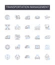 Transportation management line icons collection. Financial planning, Project management, Product development, Risk