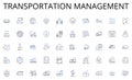 Transportation management line icons collection. Prosperity, Abundance, Fortune, Riches, Affluence, Wealthiness