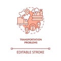 Transportation problems red concept icon