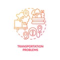 Transportation problems red gradient concept icon