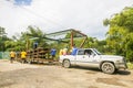 Transportation of rafts on the Martha Brae Rive in Jamaica. Royalty Free Stock Photo