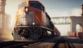 Transportation by railroad track locomotives in motion ,generative AI