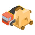 Transportation safety icon isometric vector. Dump truck and wooden trojan horse