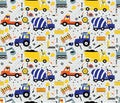 Transportation seamless pattern, kids cars