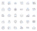 Transportation services line icons collection. Shipping, Logistics, Haulage, Delivery, Freight, Transport, Transit