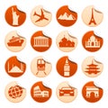 Transportation & sights stickers Royalty Free Stock Photo