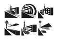 Transportation stations vector icons set Royalty Free Stock Photo