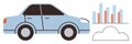Car with Cloud and Bar Chart Concept for Data Analysis, Connectivity, and Transportation Insights Royalty Free Stock Photo