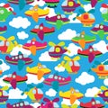 Transportation Themed Seamless Tileable Background Pattern Royalty Free Stock Photo