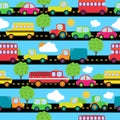 Transportation Themed Seamless Tileable Background Pattern Royalty Free Stock Photo