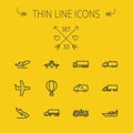 Transportation thin line icon set