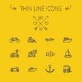 Transportation thin line icon set Royalty Free Stock Photo