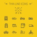 Transportation thin line icon set Royalty Free Stock Photo