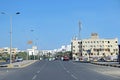 Transportation and traffic on highway in Hurghada city. City with street cars