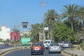 Transportation and traffic on highway in Hurghada city. City with street cars