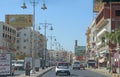 Transportation and traffic on highway in Hurghada city. City with street cars