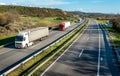 Transportation Trucks in lines passing Royalty Free Stock Photo