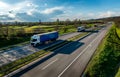 Transportation Trucks in lines passing Royalty Free Stock Photo