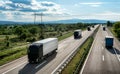 Transportation trucks passing by on asphalt highway Royalty Free Stock Photo