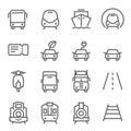 Transportation Vector Line Icon Set. Contains such Icons as Subway, Train, Eco Car, Truck and more. Expanded Stroke Royalty Free Stock Photo