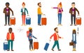 Transportation vector set with people traveling.