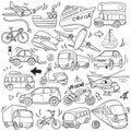 Transportation vehicle theme graphic vector illustration in simple black and white outline doodle