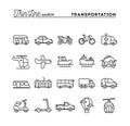 Transportation and vehicles, thin line icons set Royalty Free Stock Photo