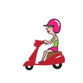 Transportation woman ridding scooter