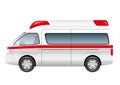 White Ambulance With Side View Vector Illustration.