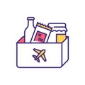 Transporting food by plane RGB color icon