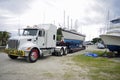 Transporting large sailboat on a flat bed across the country