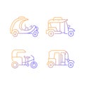 Transporting passengers business gradient linear vector icons set Royalty Free Stock Photo