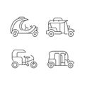 Transporting passengers business linear icons set Royalty Free Stock Photo