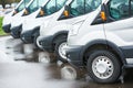 Transporting service company. commercial delivery vans in row Royalty Free Stock Photo