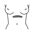 Transverse incision line icon. Abdominal incisions.