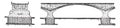 Transverse and longitudinal sections of the bridge Topeka, vintage engraving