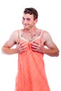 Transvestite holding his breasts Royalty Free Stock Photo