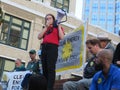 Transwoman speaker at Climate Strike protest Royalty Free Stock Photo