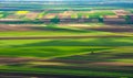 Transylvania aerial view over crops fields in Romania Royalty Free Stock Photo