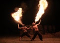 Transylvania medieval festival in Romania, fire-spitting ,flame thrower,Fire Breather Royalty Free Stock Photo