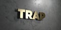 Trap - Gold sign mounted on glossy marble wall - 3D rendered royalty free stock illustration