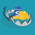 Trap money bag. Financial and business concepts. vector illustration