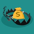 Trap and money bag. Using money as bait. Vector illustration design Royalty Free Stock Photo