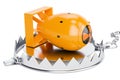 Trap with nuclear bomb, 3D rendering Royalty Free Stock Photo