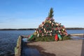 A trap tree, an east coast tradition started in Nova Scotia Canada made of lobster traps and buoys Royalty Free Stock Photo