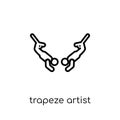 trapeze artist icon. Trendy modern flat linear vector trapeze ar