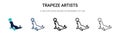 Trapeze artists icon in filled, thin line, outline and stroke style. Vector illustration of two colored and black trapeze artists