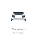 Trapezium icon. Thin linear trapezium outline icon isolated on white background from geometry collection. Line vector trapezium