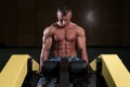 Trapezius Exercise On Machine In Gym Royalty Free Stock Photo